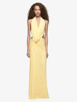 CHARLIZE HALTER MAXI DRESS - LEMON CREAM