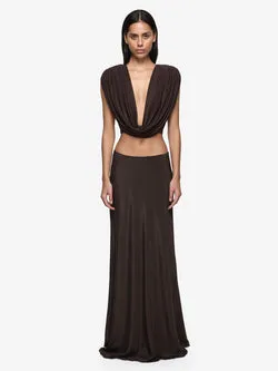 KATARINA MAXI SKIRT - DARK CHOCOLATE