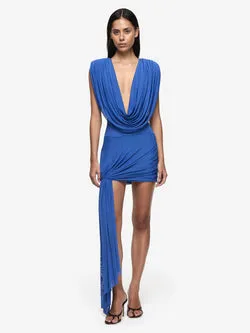 ARIANNA COWL MINI DRESS - COBALT BLUE
