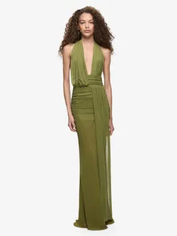 CASSIS DRAPE MAXI DRESS - FERN