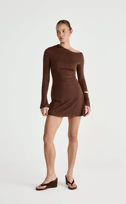 Ozias Long Sleeve Mini Dress (Chocolate)