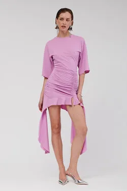 Lucia Cape Sleeve Ruched Mini Dress - Lilac
