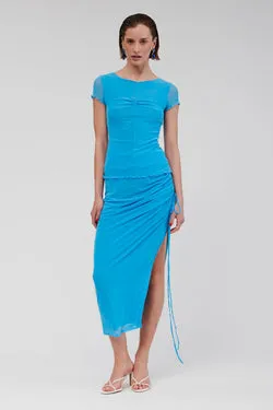 Christy Ruched Side Skirt - Blue