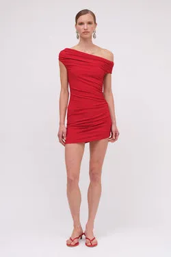 Theta Crepe Jersey Off Shoulder Mini