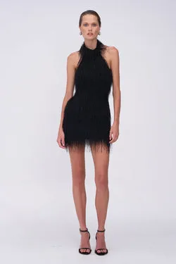 Mila Fringe Halter Neck Mini Dress