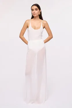 Cleo Sheer Mesh Maxi Skirt – White