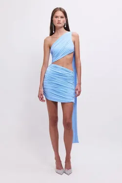 Taylor Draped Cut-out Asymmetrical Mini Dress with Scarf
