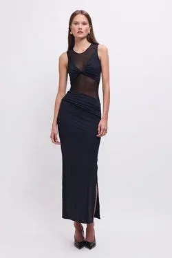 Auguste Sleeveless Mesh Panel Maxi Dress – Black