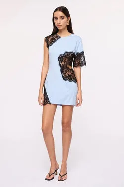 Carina Lace Mini Dress - Blue and Black