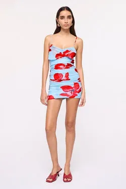 Chloe Floral Mesh Mini Dress – Blue Pink