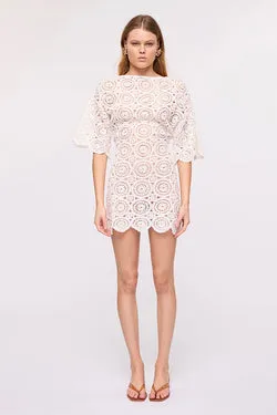 Heather Crochet Mini Dress-Ivory