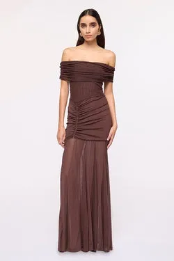 Phoenix Bustier Maxi Dress-Chocolate