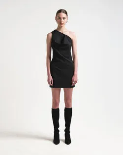 ONE SHOULDER DRESS - BLACK