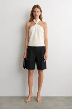 THE SILK HALTER TWIST TOP - ECO WHITE