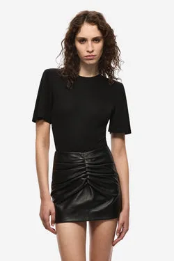 THE RUCHED LEATHER MINI SKIRT