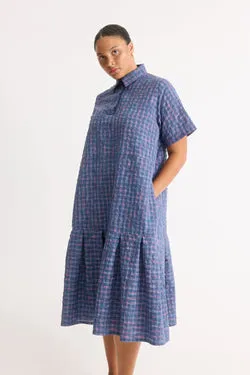 Pleated Heather Dress - Bluebell Check