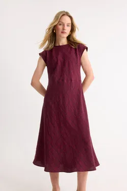 Lyra Dress - Sangria Grid