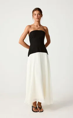 Stella Midi Dress (Black/Cream)
