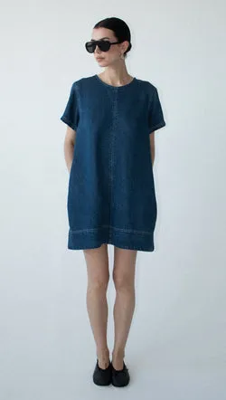 Indigo Chambray Short Sleeve Mini Dress