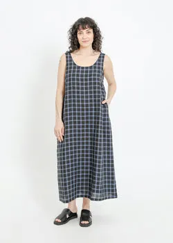 DION DRESS / BLACK-TEAL