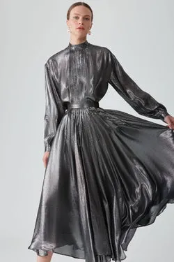 AMINA SWING SKIRT -NOIR/METALLIC