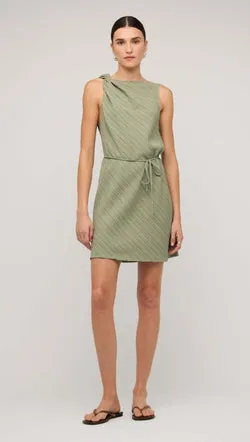 Sage Green Mini Dress With Tie Waist