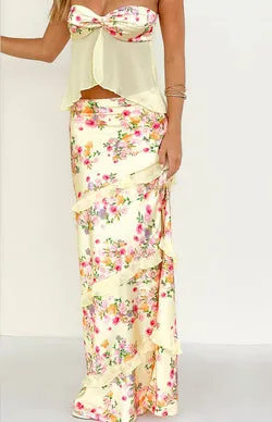 Saldana Yellow Bloom Maxi Skirt