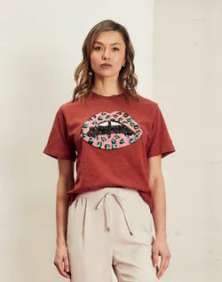Lana Vintage Tee - Copper Rouge Leopard Lips