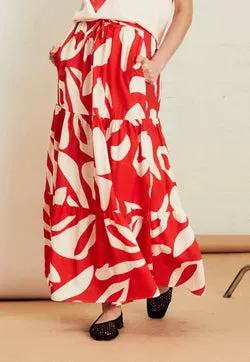 Ciana Skirt - Red and White Petal