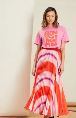 Simone Pleat Maxi Skirt - Sunset