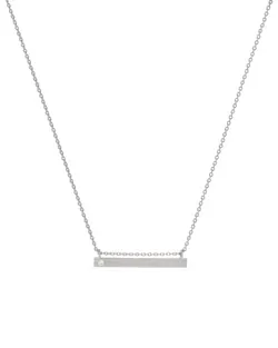 Diamond Bar Necklace - Silver