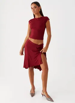 Shes A Lady Midi Skirt - Red