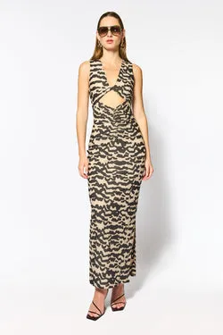 Tulum Reversible Twist Front Maxi Dress-Animal