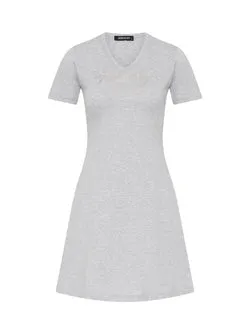 Signature Mini T-Dress - Grey Marle + Navy