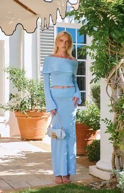 Simona Blue Maxi Knit Skirt