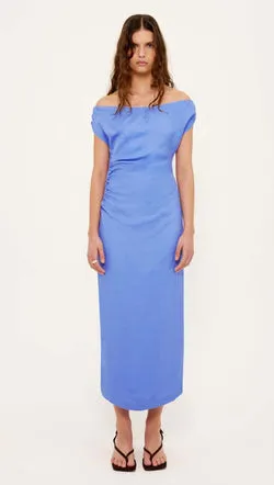Jacaranda Tencel Linen Blend Off-Shoulder Midi Dress