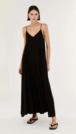 Black V-Neck Floaty Maxi Dress