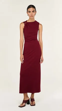 Red Stretch Jersey Midi Dress