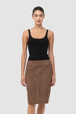 Suede Pencil Skirt - Toffee