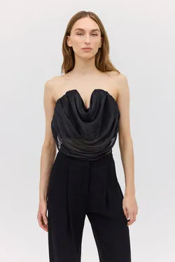 BLACK LIQUID ORGANZA TIDAL BUSTIER TOP