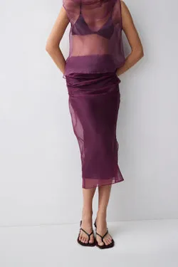 PLUM ORGANZA EMULATE SKIRT