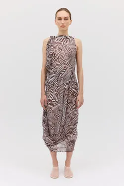 WHIRLPOOL STRIPE SILK RIPPLE SKIRT