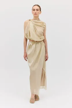 CHAMPAGNE LIQUID ORGANZA DRIFT SKIRT