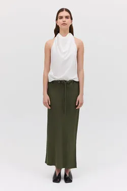 OLIVE CREPE SUITING RAFAEL SKIRT