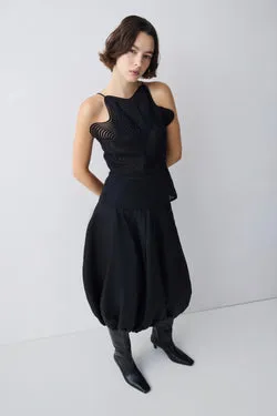 BLACK PARACHUTE SATIN HORIZON SKIRT