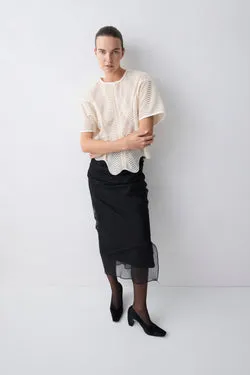 BLACK ORGANZA EMULATE SKIRT