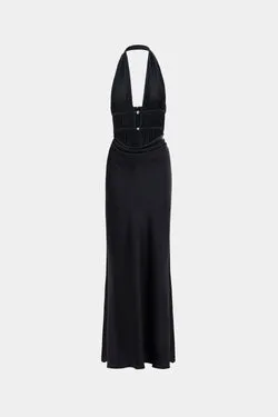 CELINE SATIN MAXI DRESS