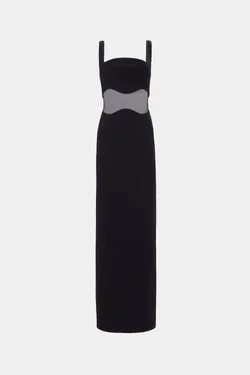 DAMITA CREPE & MESH MAXI DRESS