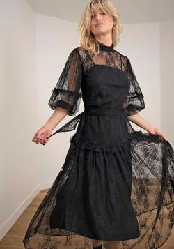 The Romantic Black Lace Maxi Dress