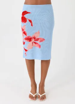 Tamia Midi Skirt - Blue Petal